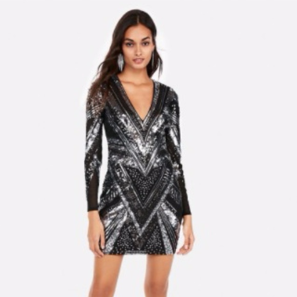 patterned sequin mini dress